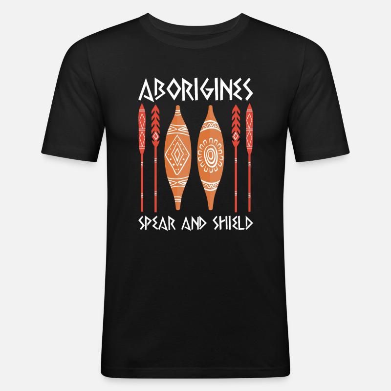 Aboriginal Spear Shield - Men's Slim Fit T-Shirt - black