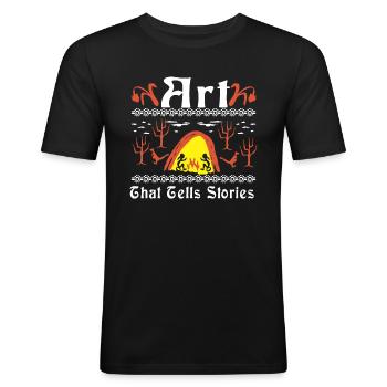 Art That Tells Stories - Männer Slim Fit T-Shirt - Schwarz - Vorne - Nik (191cm)
