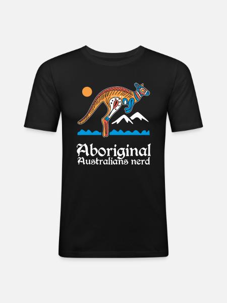 Aboriginal Australians Nerd - Männer Slim Fit T-Shirt - Schwarz