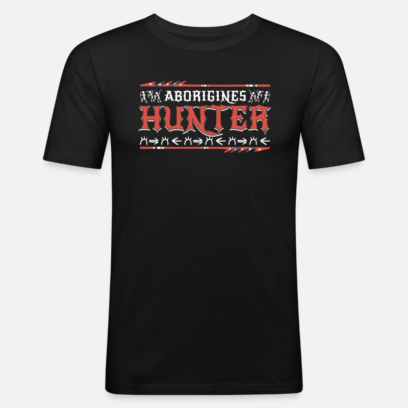 Aborigines Hunter - Männer Slim Fit T-Shirt - Schwarz
