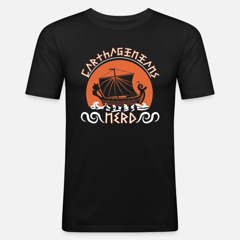 Karthager Nerd - Männer Slim Fit T-Shirt - Schwarz