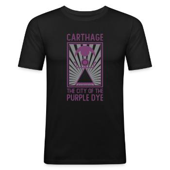 Karthago, die Stadt des Purpurfarbstoffs - Männer Slim Fit T-Shirt - Schwarz - Vorne - Nik (191cm)