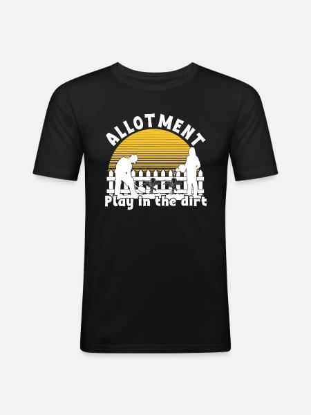 Schrebergarten Spielen im Dreck - Männer Slim Fit T-Shirt - Schwarz