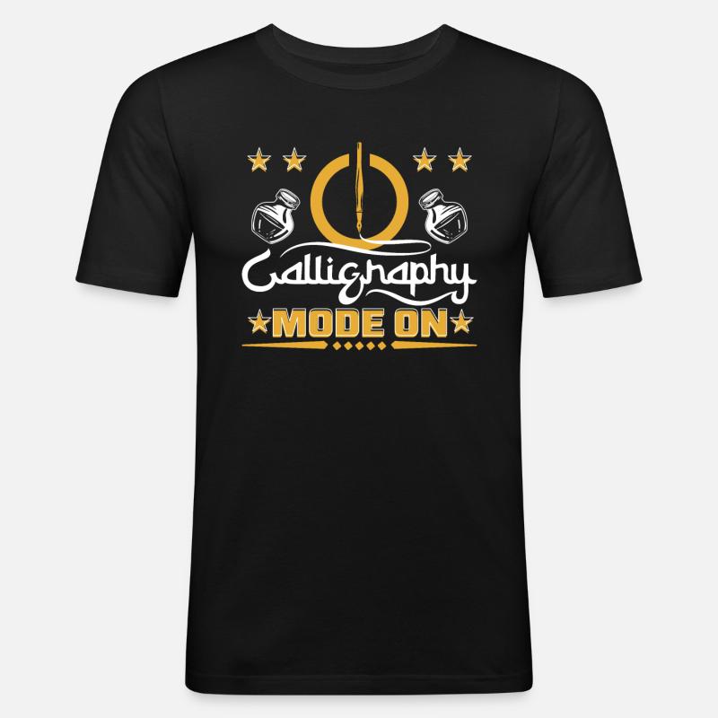 Kalligrafie-Modus ein - Männer Slim Fit T-Shirt - Schwarz