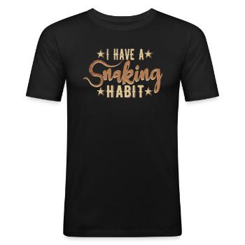 J’ai l’habitude de serpenter - T-shirt près du corps Homme - noir - Devant - Nik (191cm)