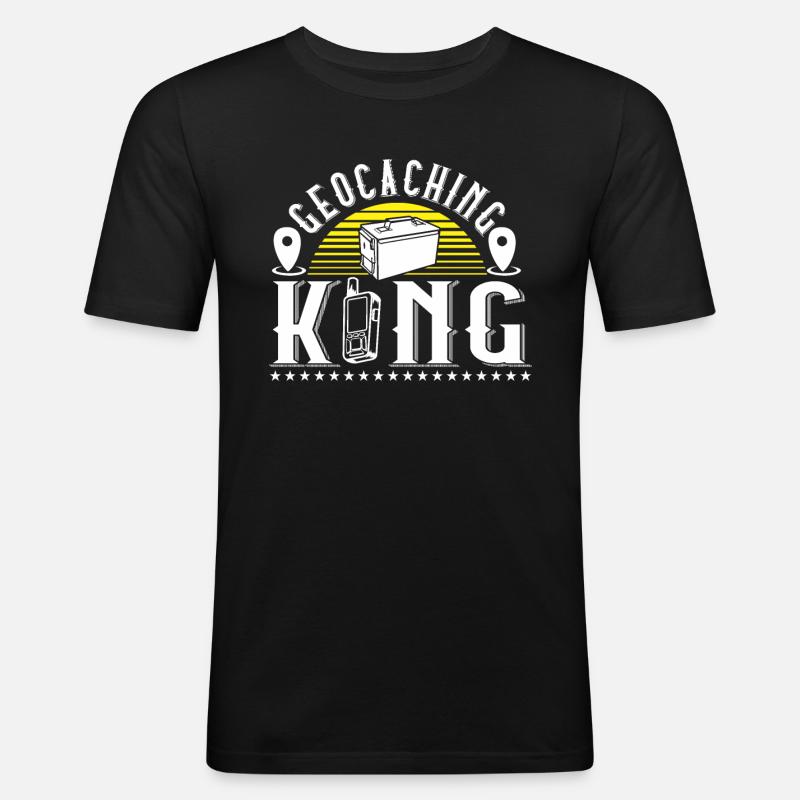 Geocaching König - Männer Slim Fit T-Shirt - Schwarz