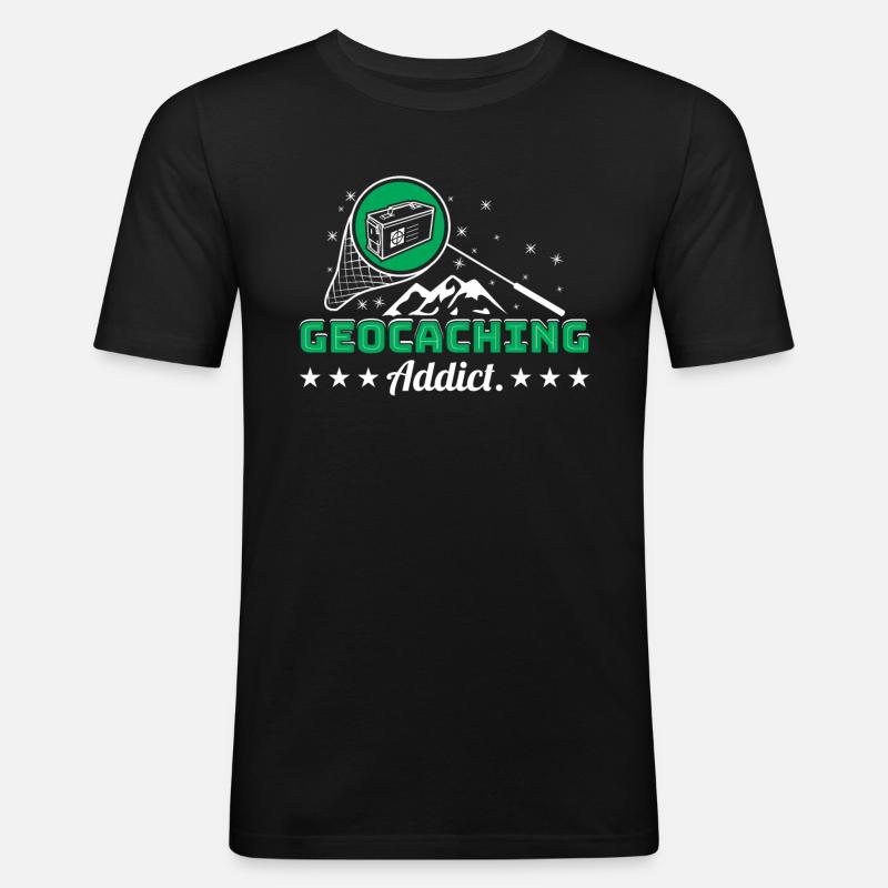 Geocaching-Süchtiger - Männer Slim Fit T-Shirt - Schwarz