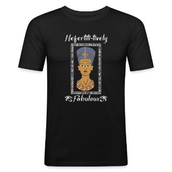 Nofretete fabelhaft - Männer Slim Fit T-Shirt - Schwarz - Vorne - Nik (191cm)