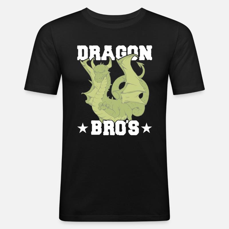 Die Drachenbrüder - Männer Slim Fit T-Shirt - Schwarz