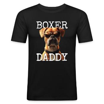 Deutscher Boxer Dad Hund Papa Vatertag Boxer Daddy - Männer Slim Fit T-Shirt - Schwarz - Vorne - Nik (191cm)