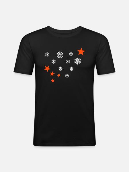 Schneeflocken - Männer Slim Fit T-Shirt - Schwarz