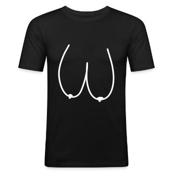 Saggy Tits Saggy Tits Cheeky eye-catcher with humor - Men's Slim Fit T-Shirt - black - Front - Nik (191cm)