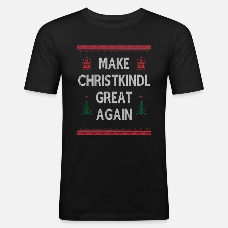 Make Christkindl Great Again – Weihnachtsklassiker - Männer Slim Fit T-Shirt - Schwarz