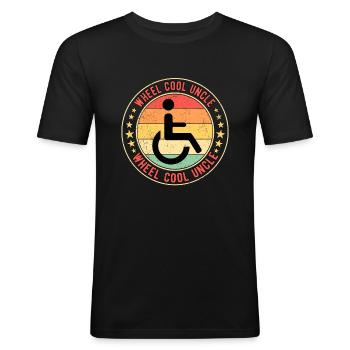 Rollifahrer Rollstuhlfahrer Wheel Cool Uncle - Männer Slim Fit T-Shirt - Schwarz - Vorne - Nik (191cm)