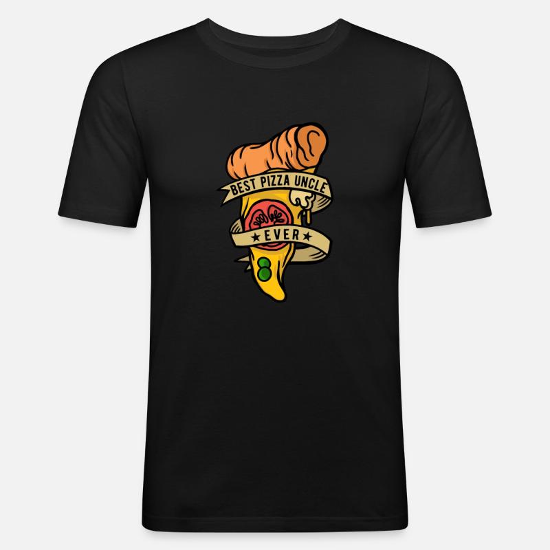 Pizzabäcker Onkel Pizzaiolo - Männer Slim Fit T-Shirt - Schwarz