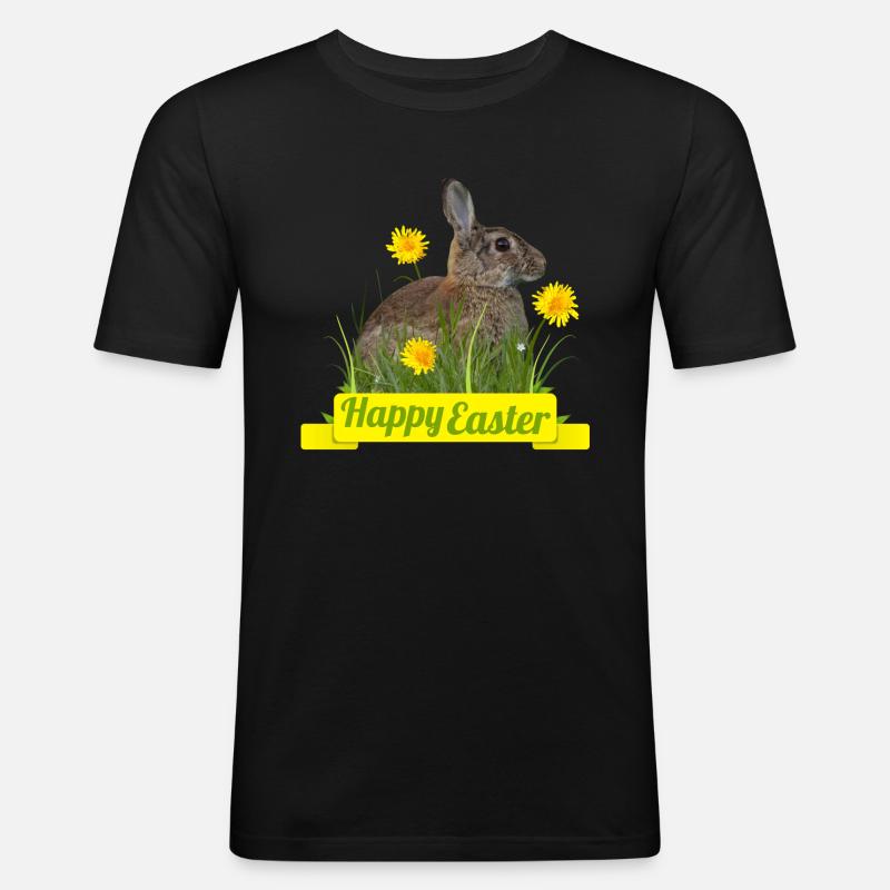Happy Easter rabbit cony - Männer Slim Fit T-Shirt - Schwarz