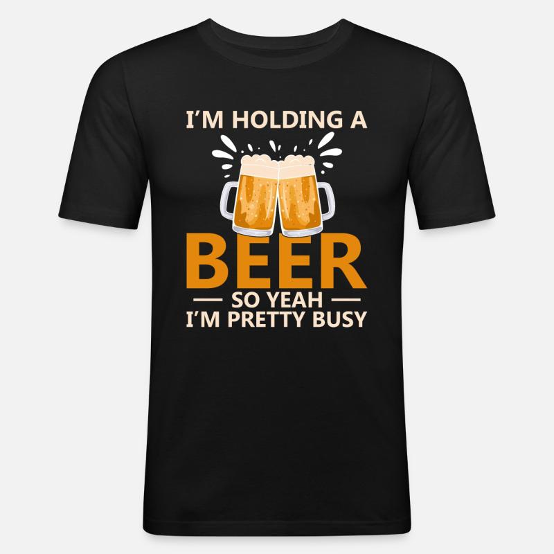 Lustiger Bier Spruch Bier Trinker - Männer Slim Fit T-Shirt - Schwarz