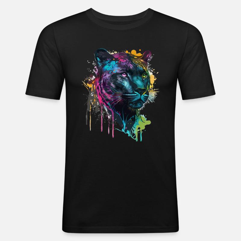 Léopard noir - T-shirt près du corps Homme - noir