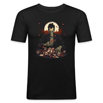 Spooky Poker Costume Halloween Bluff Zombie Poker - Men's Slim Fit T-Shirt - black - Front - Nik (191cm)