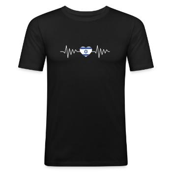 Israel Puls - Männer Slim Fit T-Shirt - Schwarz - Vorne - Nik (191cm)