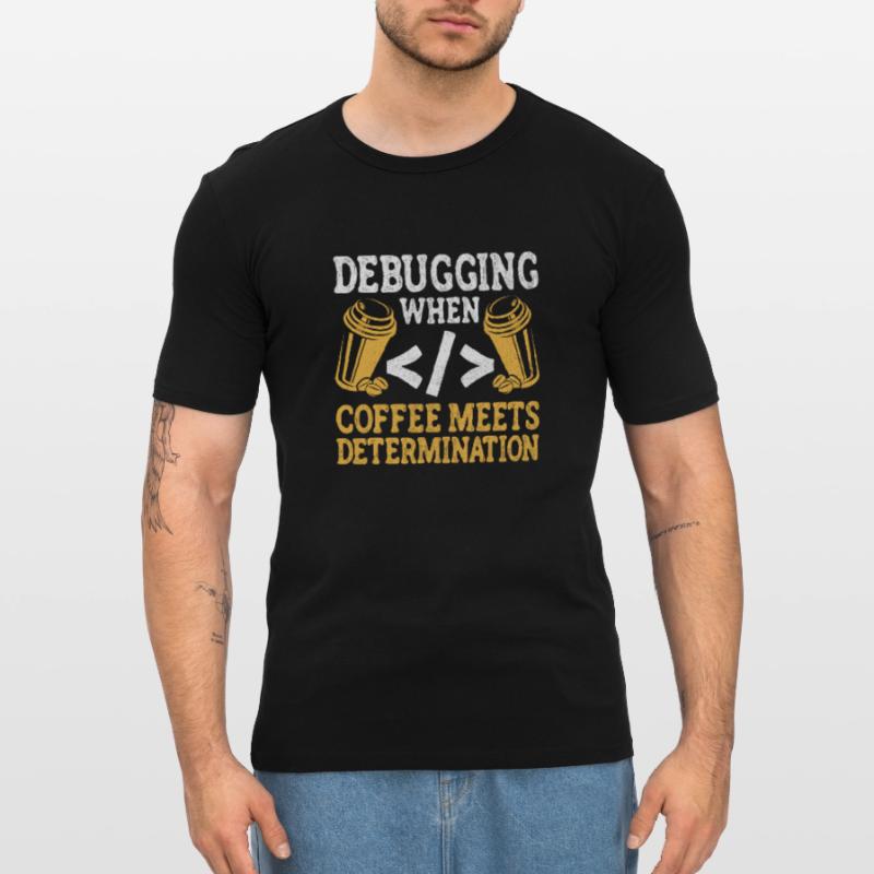 Café Codage Programmeur Codeur Développeur Nerd Coff T-shirt près du corps Homme