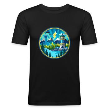Thunder Bay - T-shirt près du corps Homme - noir - Devant - Nik (191cm)