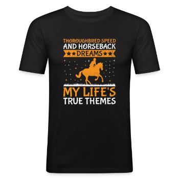 Courses de chevaux pur-sang Équitation Chevaux équestres - T-shirt près du corps Homme - noir - Devant - Nik (191cm)