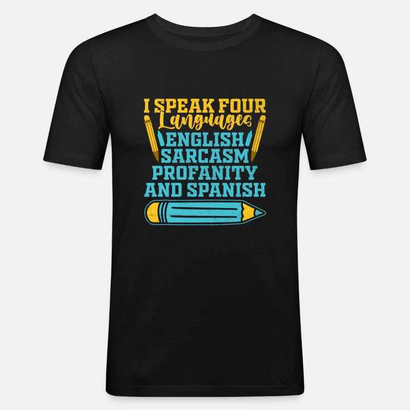 Fremdsprachenlehrer Schule Sprachlehrer - Männer Slim Fit T-Shirt - Schwarz