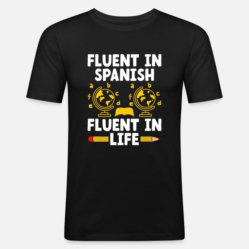 Fremdsprachenlehrer Schule Sprachlehrer - Männer Slim Fit T-Shirt - Schwarz