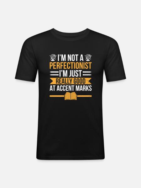 Fremdsprachenlehrer Schule Sprachlehrer - Männer Slim Fit T-Shirt - Schwarz