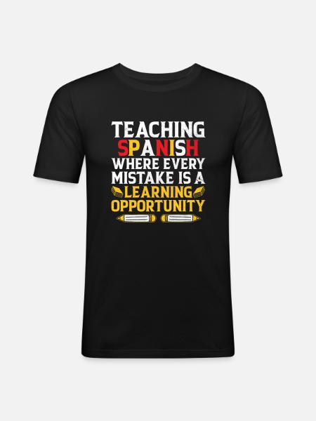 Fremdsprachenlehrer Schule Sprachlehrer - Männer Slim Fit T-Shirt - Schwarz