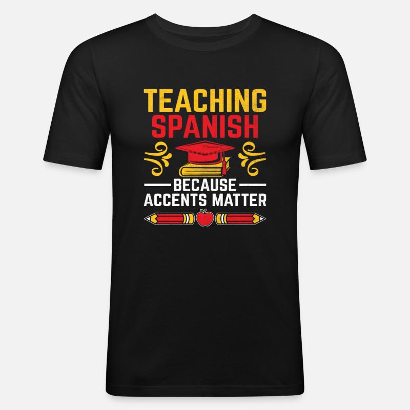 Fremdsprachenlehrer Schule Sprachlehrer - Männer Slim Fit T-Shirt - Schwarz