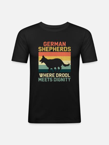 German Shepherds Where Drool Meets Dignity - Men's Slim Fit T-Shirt - black