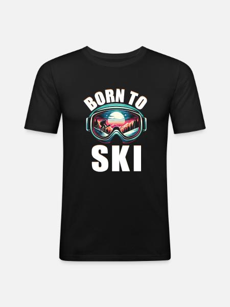 Født til Ski Skiløber Vintersportsski - Herre Slim Fit T-Shirt - sort