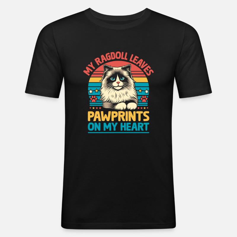 Min Ragdoll Lämnar Tassavtryck På Mitt Hjärta Ragdolls - Slim Fit T-shirt herr - svart