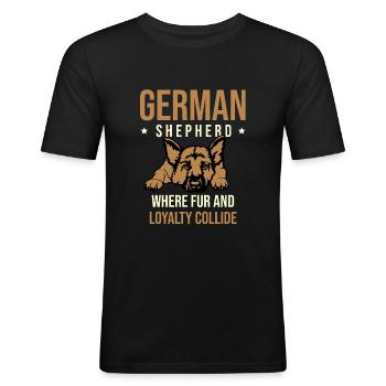 Berger Allemand Où La Fourrure Et La Loyauté Chien Entrent En Collision - T-shirt près du corps Homme - noir - Devant - Nik (191cm)