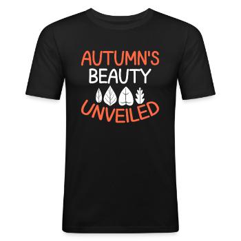 Blattpeeper Autumn Foliage Autumn Peeper - Men's Slim Fit T-Shirt - black - Front - Nik (191cm)