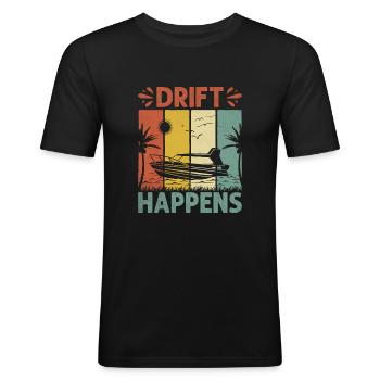 Drift Happens Paddelboot - Männer Slim Fit T-Shirt - Schwarz - Vorne - Nik (191cm)