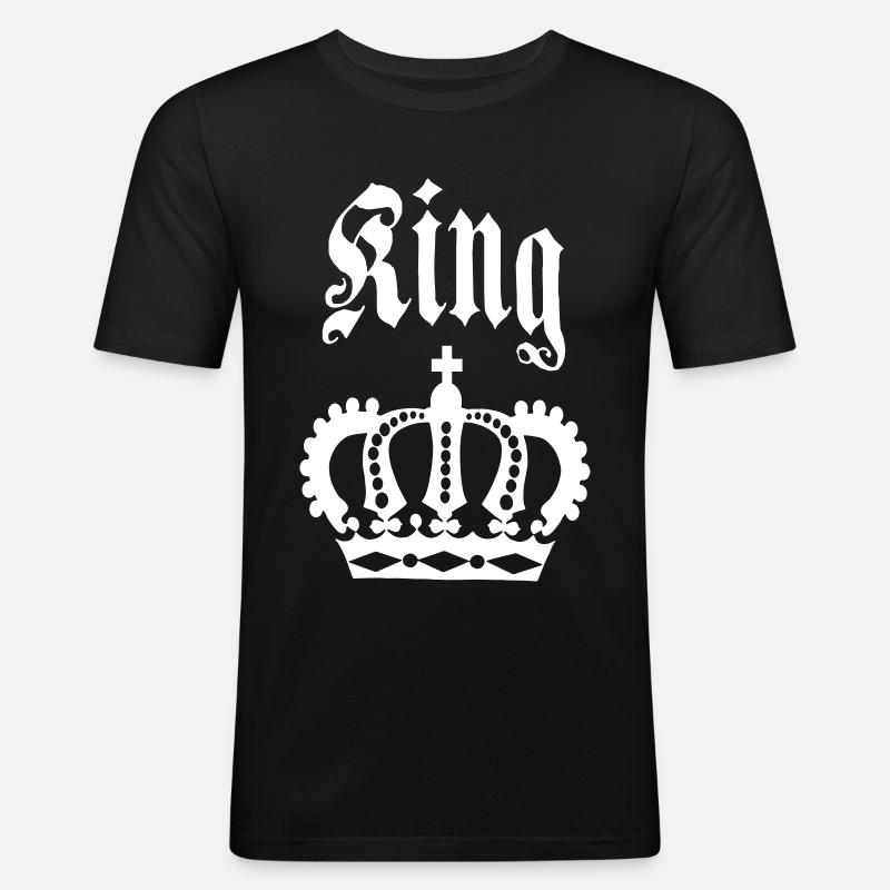 KING & QUEEN Krone Partnerlook - Männer Slim Fit T-Shirt - Schwarz