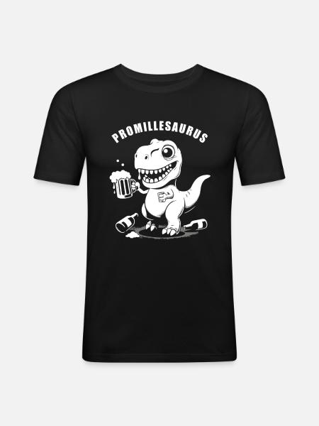 Funny Drunk Dinosaur: Promillesaurus - Men's Slim Fit T-Shirt - black