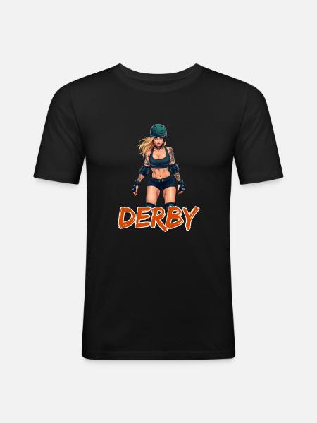 Roller Girl - Männer Slim Fit T-Shirt - Schwarz