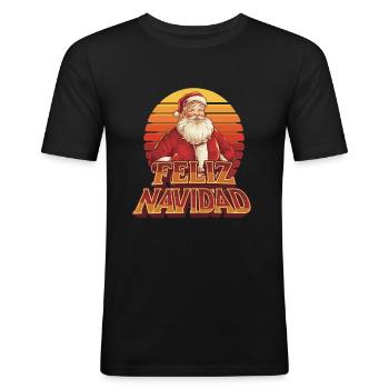 Feliz Navidad Nikolaus für Weihnachtsfeier - Männer Slim Fit T-Shirt - Schwarz - Vorne - Nik (191cm)