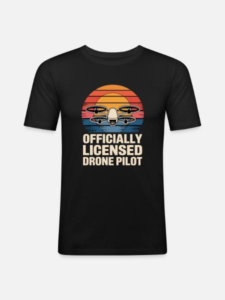 Dronenpilot für einen Dronenpilot - Männer Slim Fit T-Shirt - Schwarz