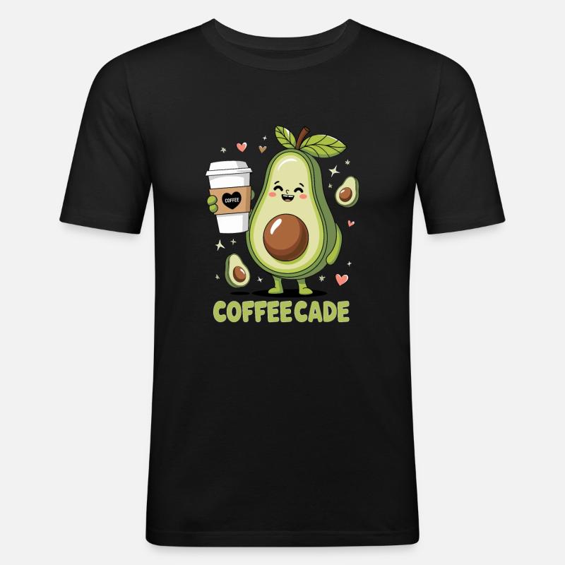 Cute Avocado Holding Coffee - Männer Slim Fit T-Shirt - Schwarz