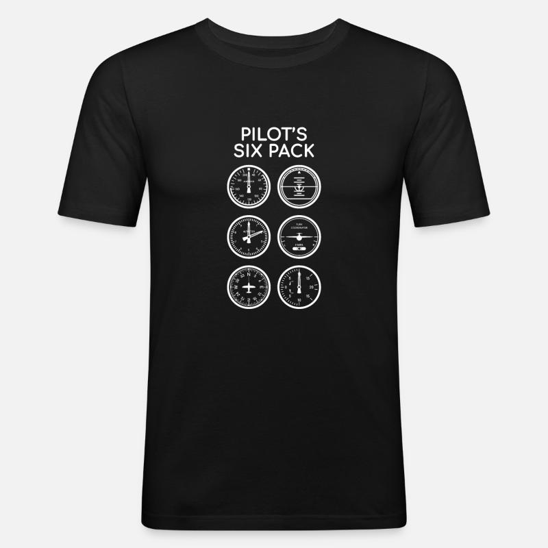 Luftfahrt - Pilot's Six Pack - Geschenk - Männer Slim Fit T-Shirt - Schwarz