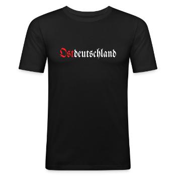 Ostdeutschland - Männer Slim Fit T-Shirt - Schwarz - Vorne - Nik (191cm)