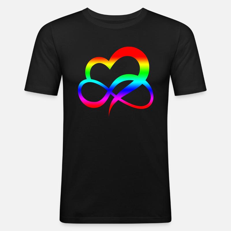 Regenbogen Herz - Männer Slim Fit T-Shirt - Schwarz