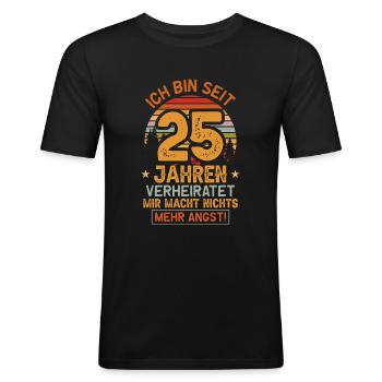 Silberhochzeit 25 Jahre Verheiratet Hochzeitstag - Männer Slim Fit T-Shirt - Schwarz - Vorne - Nik (191cm)