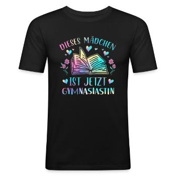 Einschulung Gymnasium Mädchen - Männer Slim Fit T-Shirt - Schwarz - Vorne - Nik (191cm)