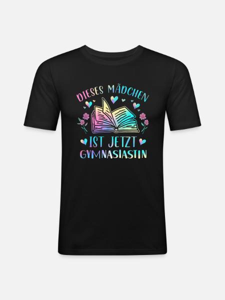 Einschulung Gymnasium Mädchen - Männer Slim Fit T-Shirt - Schwarz